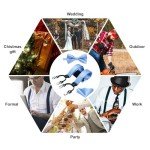 HISDERN Men's Bow Tie and Suspenders Set