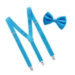 Men's Baby Blue Bowtie and Suspender Set