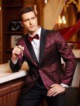 Men's Lightweight Linen Blazer Jacket in Wine Red