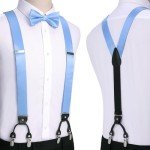 HISDERN Men's Bow Tie and Suspenders Set