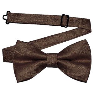 GUSLESON Adjustable Dark Brown Paisley Bow Tie