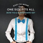Men's Baby Blue Bowtie and Suspender Set