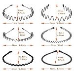 Stylish Black Wavy Unisex Metal Headbands (6pcs)