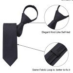 AUSKY Pre-Tied Adjustable Skinny Necktie for Men