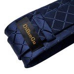 DiBanGu Navy Blue Plaid Tie and Cufflinks Set