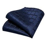 DiBanGu Navy Blue Plaid Tie and Cufflinks Set