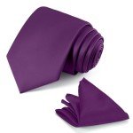 Dark Purple Tie and Pocket Square Set