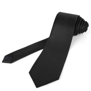 Extra Long Solid Black Men's Necktie in Gift Box