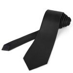 Extra Long Solid Black Men's Necktie in Gift Box