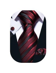 Men's Plaid Tie Set with Handkerchief and Cufflinks