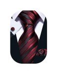 Men's Plaid Tie Set with Handkerchief and Cufflinks