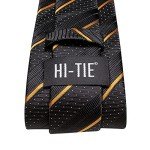 Men's Black and Gold Striped Tie Set