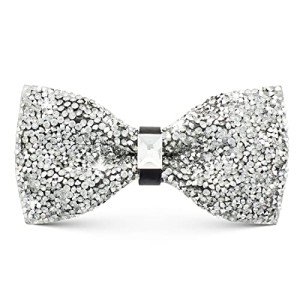Men's Adjustable Rhinestone Bow Tie with Brooch