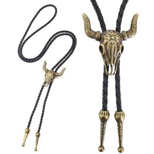 Vintage Cow Skull Bolo Tie for Men