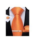 Burnt Orange Necktie and Pocket Square Set for Men