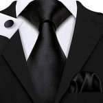 Barry.Wang Men's Silk Tie Set with Cufflinks