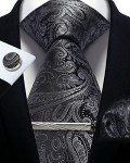 Grey Paisley Men's Tie and Accessories Set