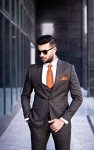 Burnt Orange Necktie and Pocket Square Set for Men
