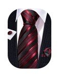 Men's Plaid Tie Set with Handkerchief and Cufflinks