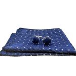 Navy Blue Men's Tie Set with Handkerchief & Cufflinks
