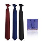 3-Pack Solid Black Clip-On Ties for Men