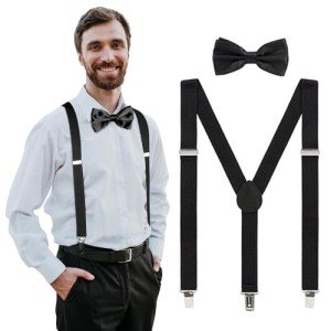 Men's Adjustable Suspenders and Bow Tie Set