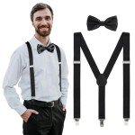 Adjustable Mens Suspenders and Bow Tie Set