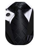 Men's Extra Long Black Plaid Tie and Accessories Set