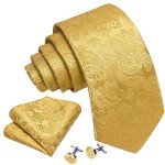 Barry.Wang Men's Paisley Tie Set in Gold
