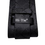 Men's Extra Long Black Plaid Tie and Accessories Set