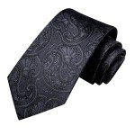 Black Paisley Tie Set with Pocket Square & Cufflinks