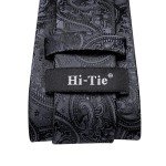 Black Paisley Tie Set with Pocket Square & Cufflinks