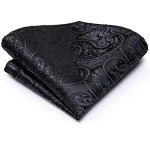 Black Paisley Tie Set with Pocket Square & Cufflinks
