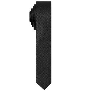 Men's Solid Slim Black Necktie - 1.58