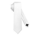 KOOELLE Men's White Slim Necktie - 2.35