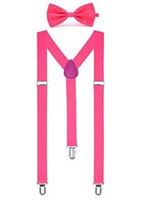 Solid Color Men's Clip-On Suspender Bow Tie Set