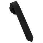 Men's Solid Slim Black Necktie - 1.58