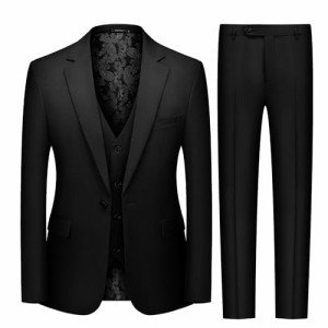 Slim Fit 3-Piece Men's Suit Set - Black