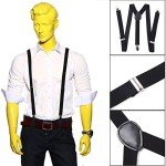 Solid Color Men's Clip-On Suspender Bow Tie Set