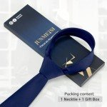 JUNMEISI Solid Navy Blue Tie for Men