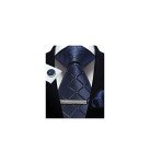 Navy Blue Plaid Men's Tie and Accessories Set