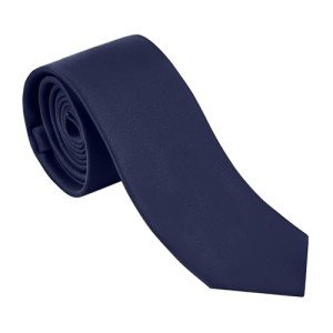 JUNMEISI Solid Navy Blue Slim Necktie for Men