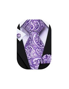 Purple Paisley Silk Tie with Pocket Square & Cufflinks