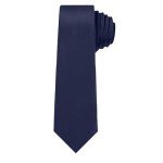 JUNMEISI Solid Navy Blue Slim Necktie for Men