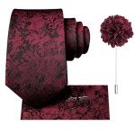 Men's Paisley Tie and Lapel Pin Set