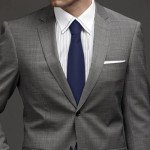 JUNMEISI Solid Navy Blue Slim Necktie for Men