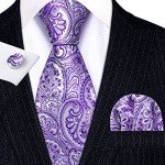 Purple Paisley Silk Tie with Pocket Square & Cufflinks