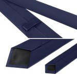 JUNMEISI Solid Navy Blue Slim Necktie for Men