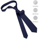 JUNMEISI Solid Navy Blue Slim Necktie for Men