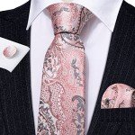 Barry.Wang Pink Silk Necktie and Pocket Square Set